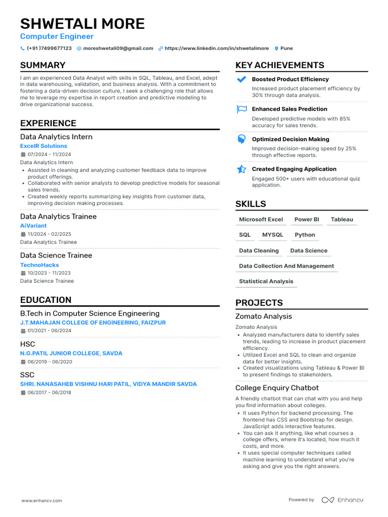 ShwetaliMoreResume New Edited Resume | PDF | Data Science | Data Analysis