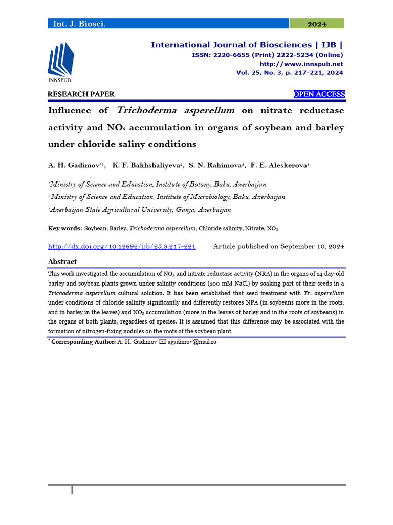 Trichoderma Asperellum | PDF | Biology