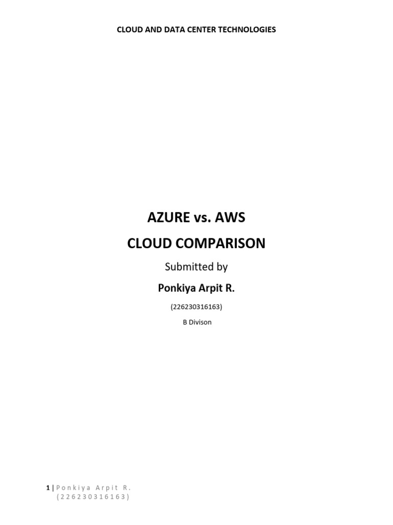 Azure vs. Aws Cloud Comparison: Submitted by | PDF | Cloud Computing ...