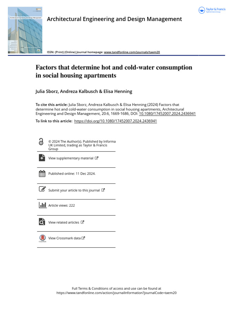 Water Consumption in Social Housing | PDF | Cost Of Living | Regression ...