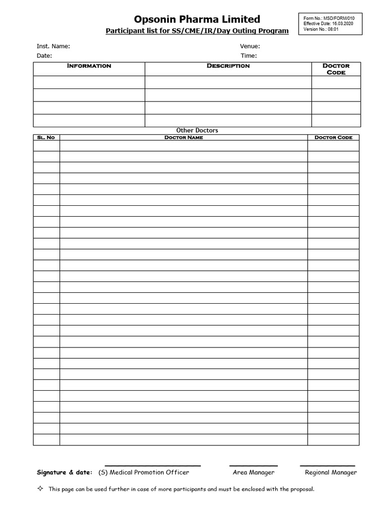 Opsonin Pharma Event Participant List | PDF