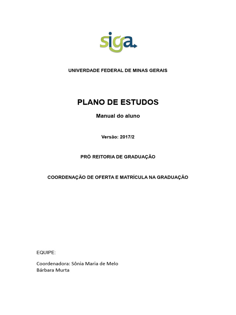Manual do Plano de Estudos UFMG | PDF