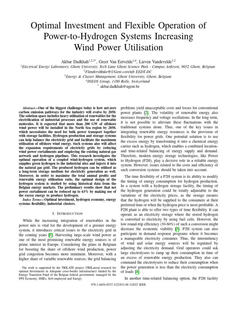 Optimal Investment and Flexible Operation of Power To 2kdom02g | PDF ...