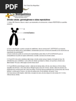 Lista de exercicios divisão celular, gametogênese e ciclos reprodutivos