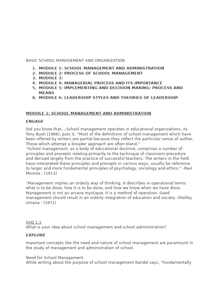 Basic School Management and Administration | PDF | Decision Making