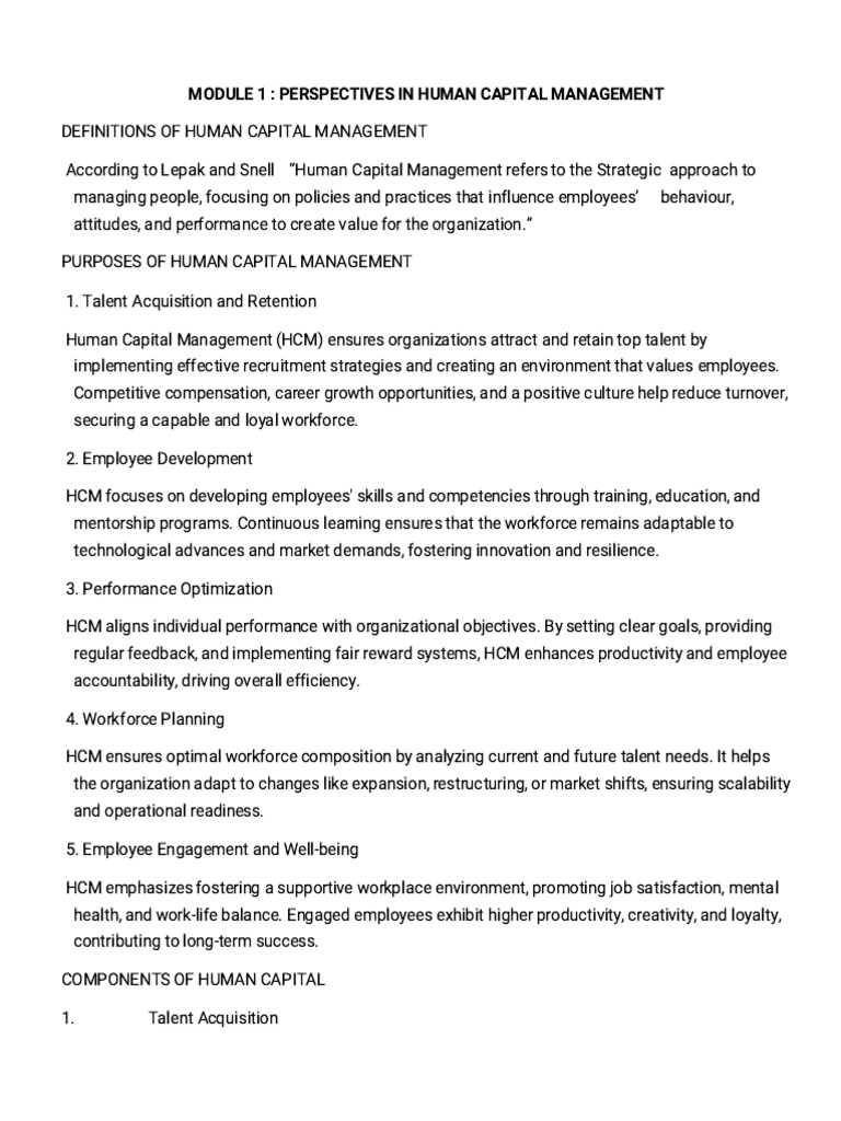 HCM Unit 1 Notes | PDF | Human Resource Management | Human Resources
