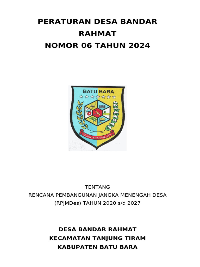 008.COVER RPJMDes | PDF