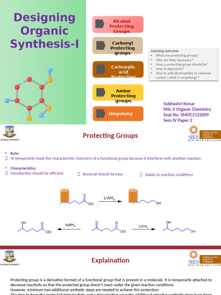 Overview of Organic Protecting Groups | PDF | Ester | Amide