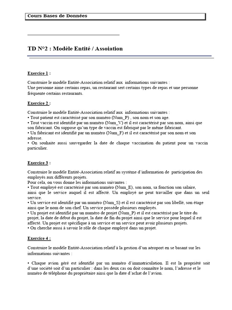 Modèles Entité-Association en Bases de Données | PDF | Aéroport | Bases ...