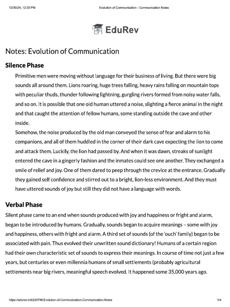 Evolution of Communication | PDF