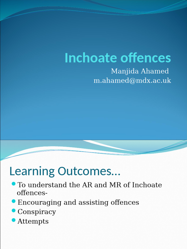 Inchoate Offences | PDF | Crimes | Crime & Violence