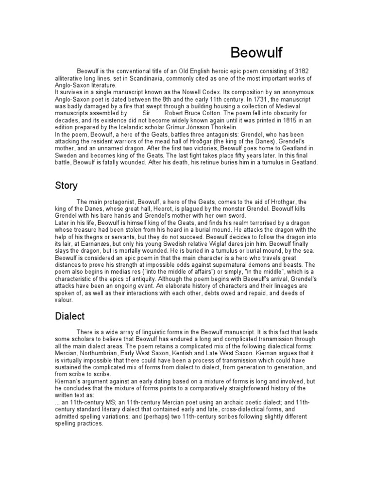 Beowulf Pdf Beowulf English Heroic Legends