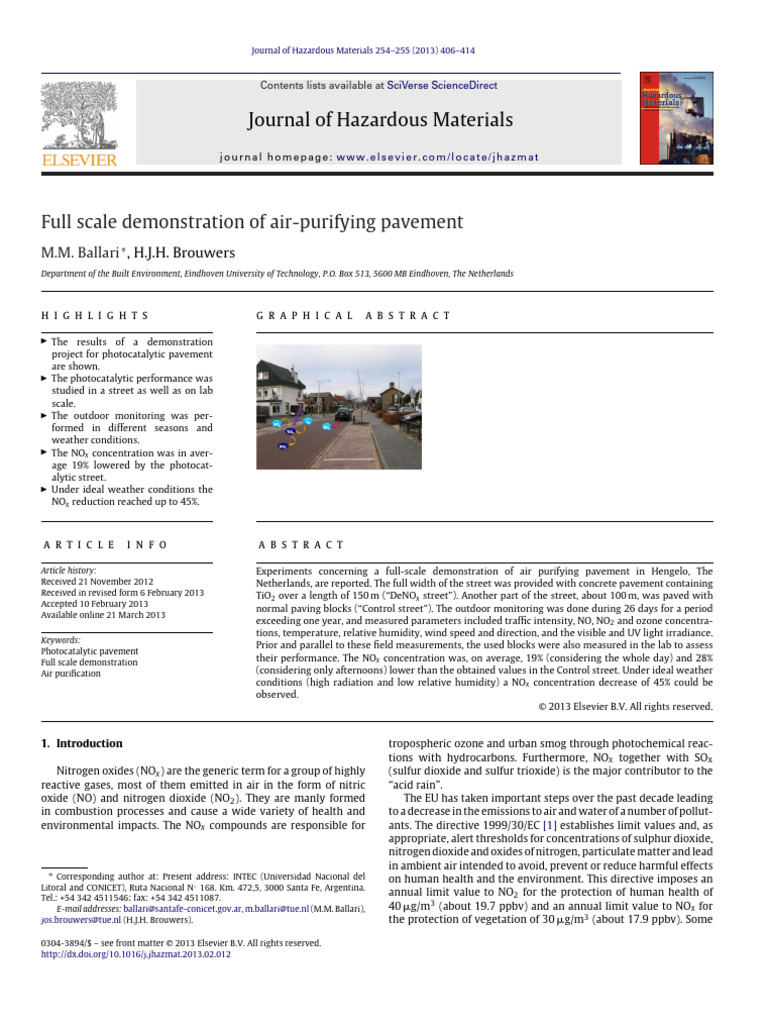 Air-Purifying Pavement Performance | PDF | N Ox | Air Pollution