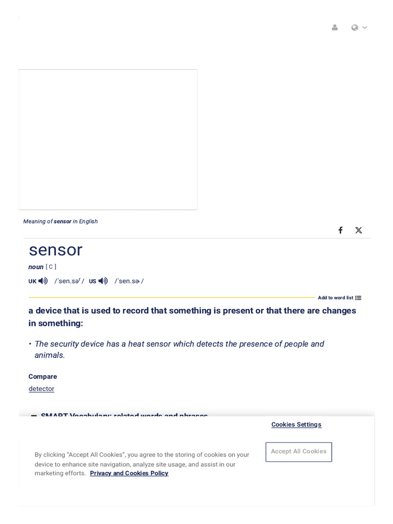 SENSOR - English Meaning - Cambridge Dictionary | PDF | Http Cookie ...