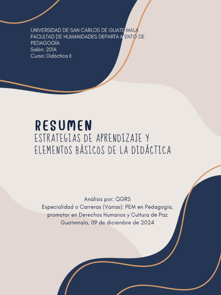 ESTRATEGIAS DE APRENDIZAJE y ELEMENTOS BÁSICOS DE LA DIDÁCTICA | PDF