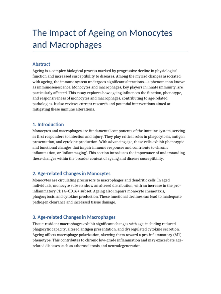 The Impact of Ageing On Monocytes and Macrophages | PDF | Macrophage ...