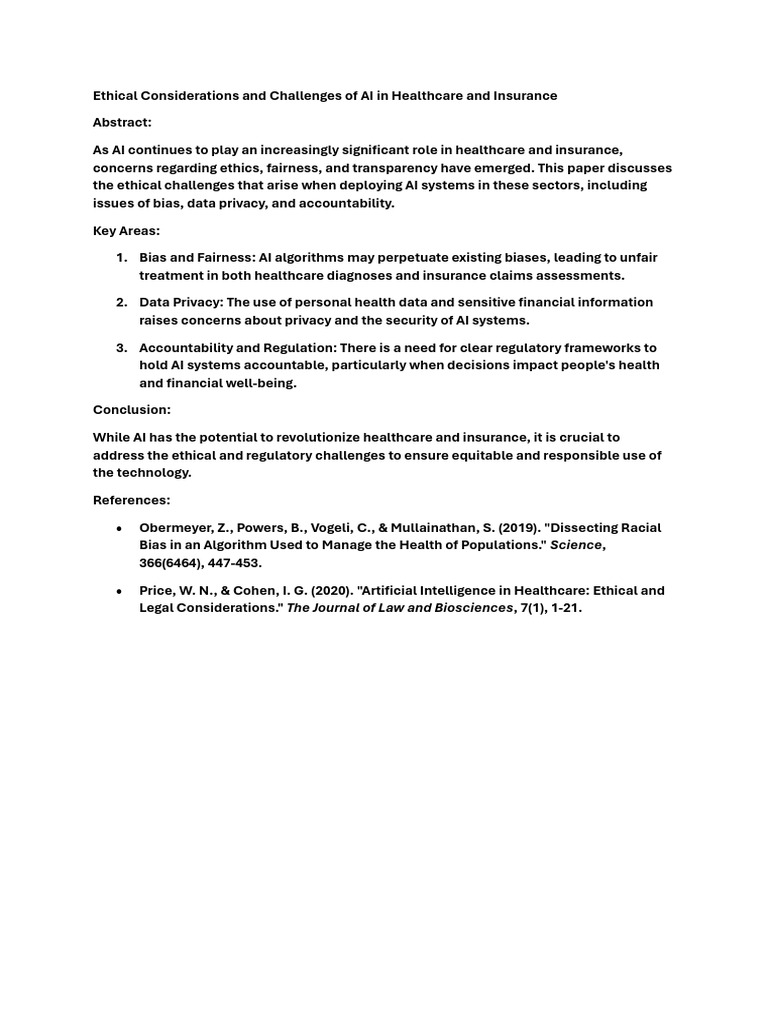 Ethical Challenges of AI in Healthcare | PDF