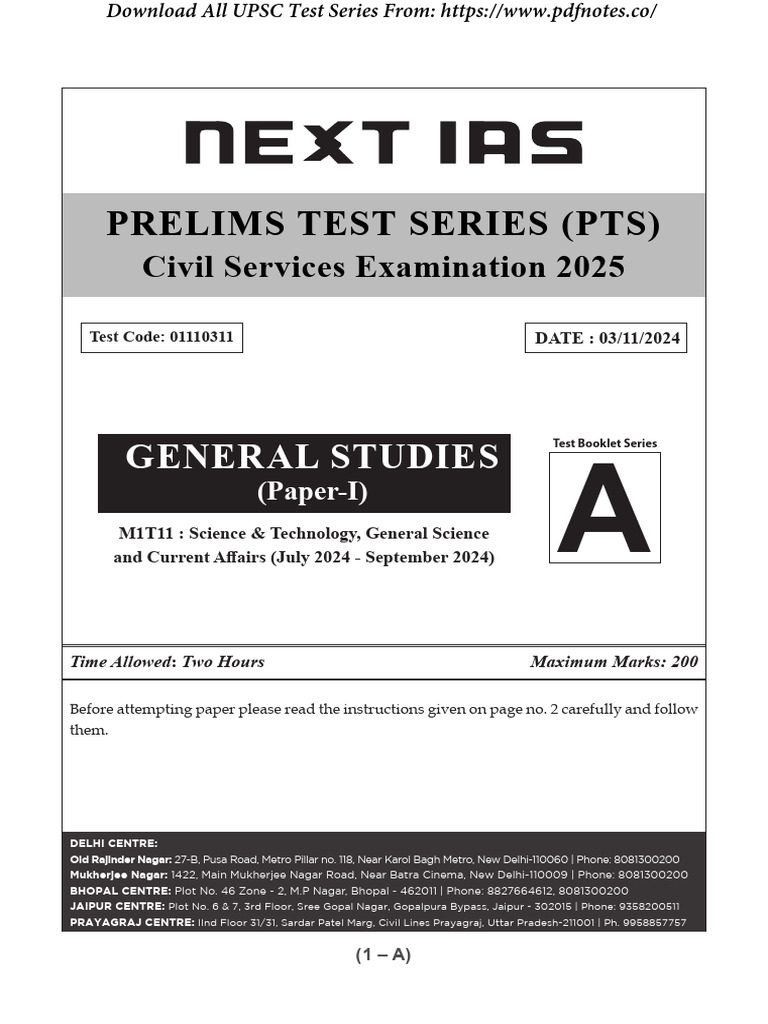 M1T11 Next - Ias Test 11 Que | PDF | Nuclear Reactor | Fat