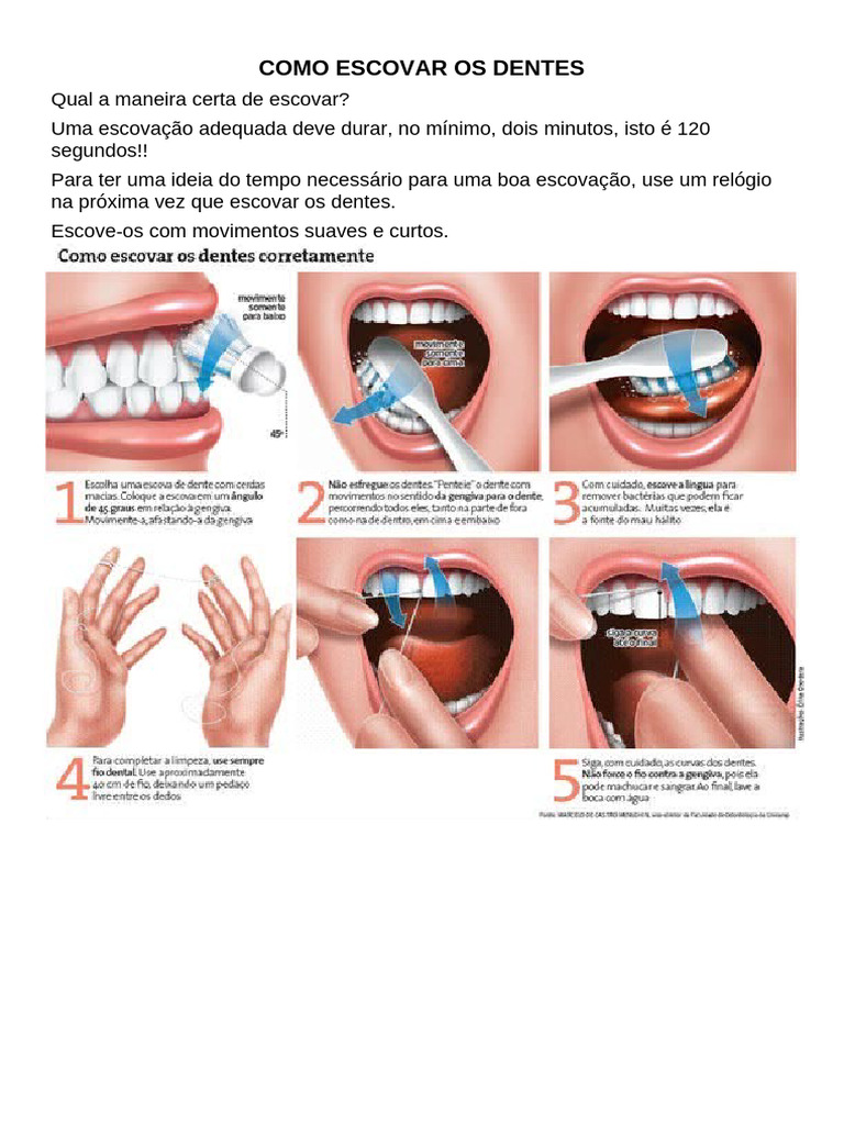 Como Escovar os Dentes Corretamente | PDF