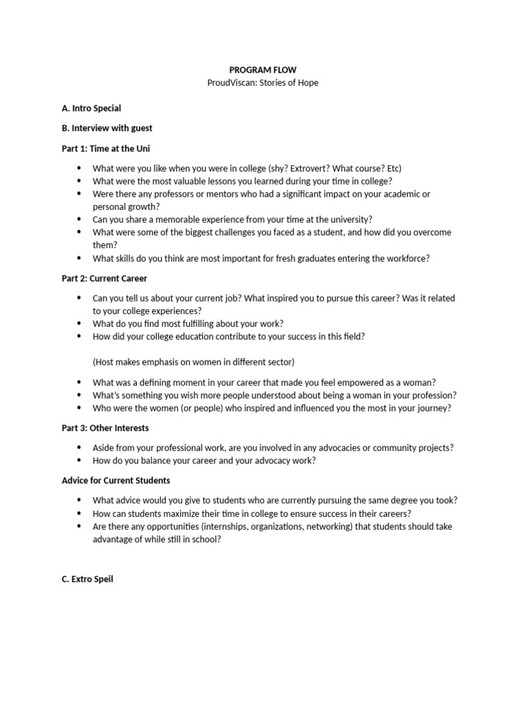 Program Flow: Inspiring Career Journeys | PDF