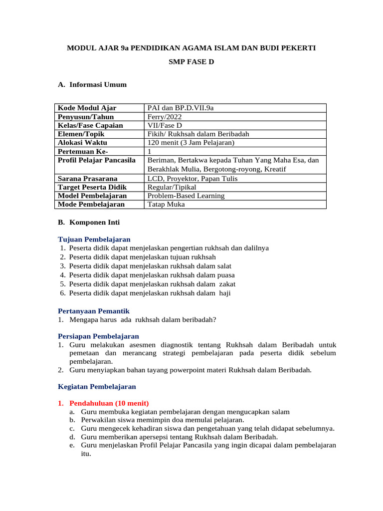 Rukhsah dalam Beribadah untuk SMP | PDF | Karier & Perkembangan