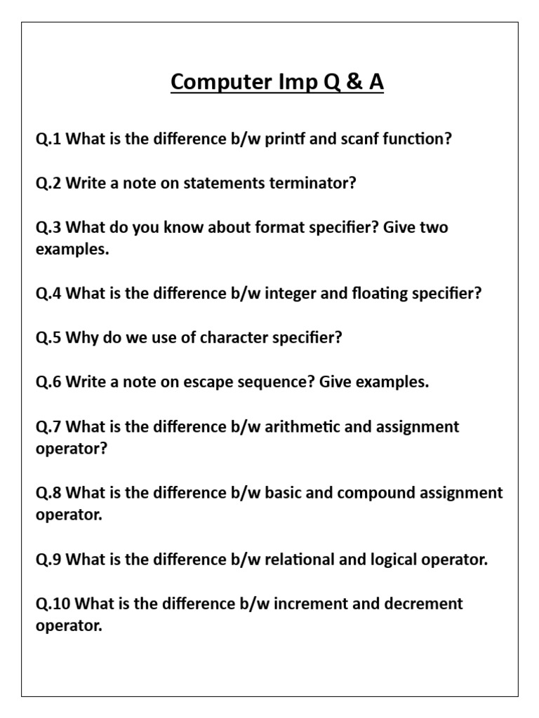 Computer Programming Q&A Guide | PDF