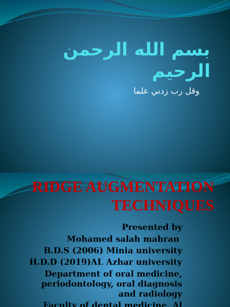 Ridge Augmentation Techniques in Periodontics | PDF | Dental Implant ...