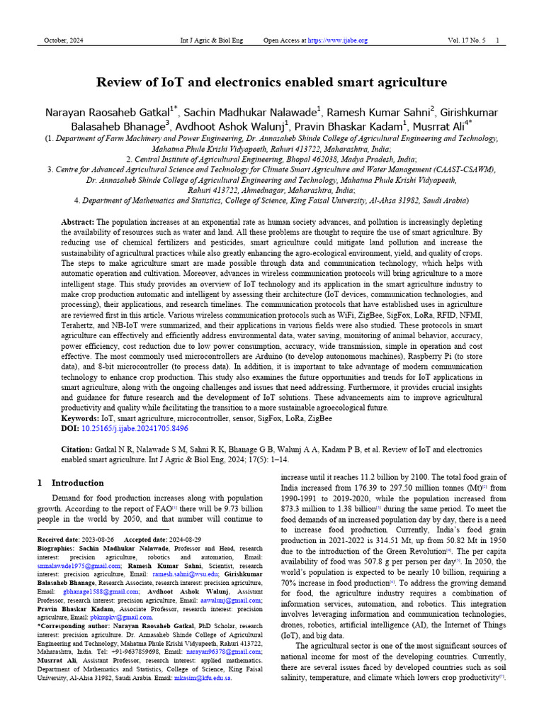IoT Applications in Smart Agriculture | PDF | Internet Of Things ...