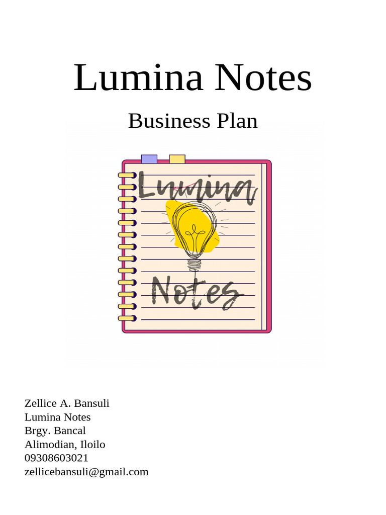 Lumina Notes Business Plan | PDF | Marketing | Expense