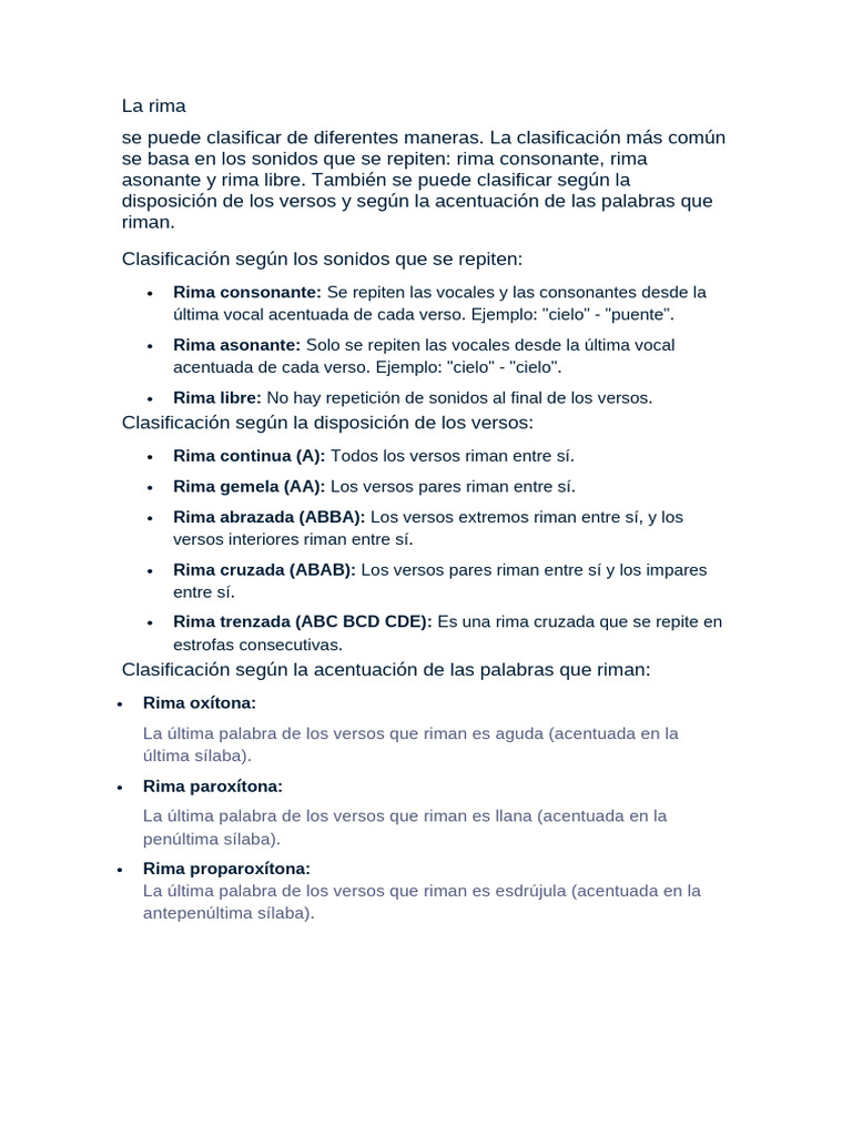 Clasificación de las Rimas en Poesía | PDF