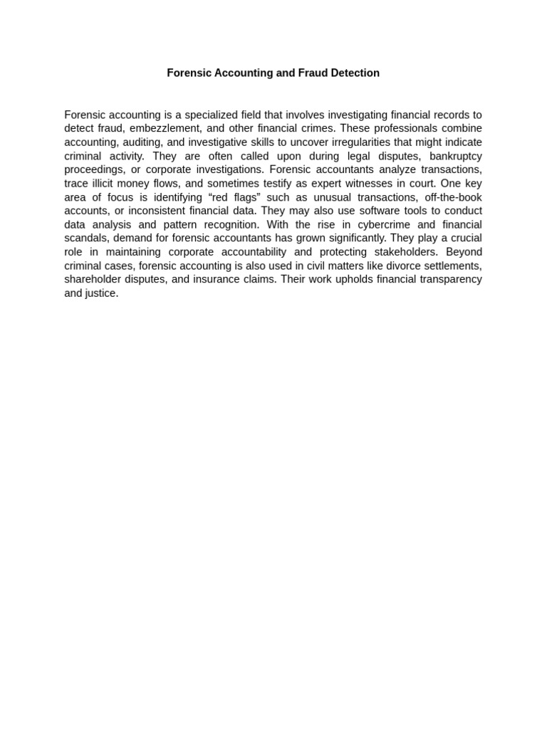 Forensic Accounting and Fraud Detection | PDF