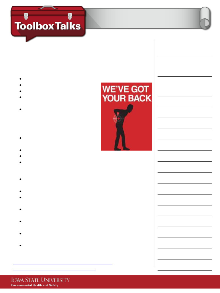 Back Safety Toolbox Talk Guide | PDF