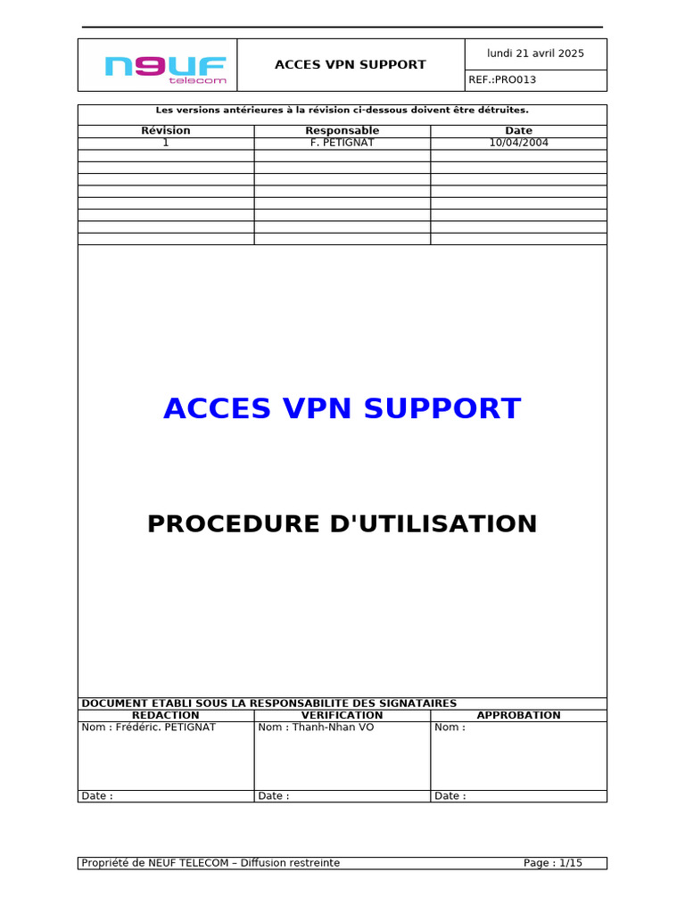 Guide d'Accès VPN NEUF TELECOM | PDF | Réseau privé virtuel | Services ...