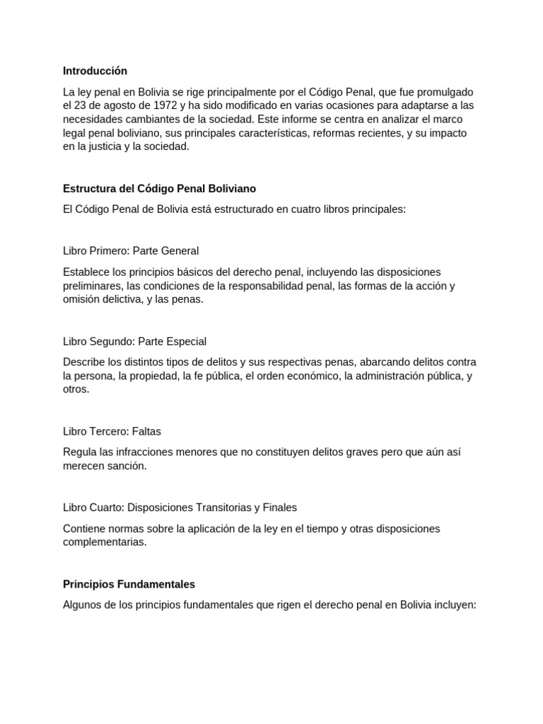 Ley Penal de Bolivia | PDF | Derecho penal | Corrupción política