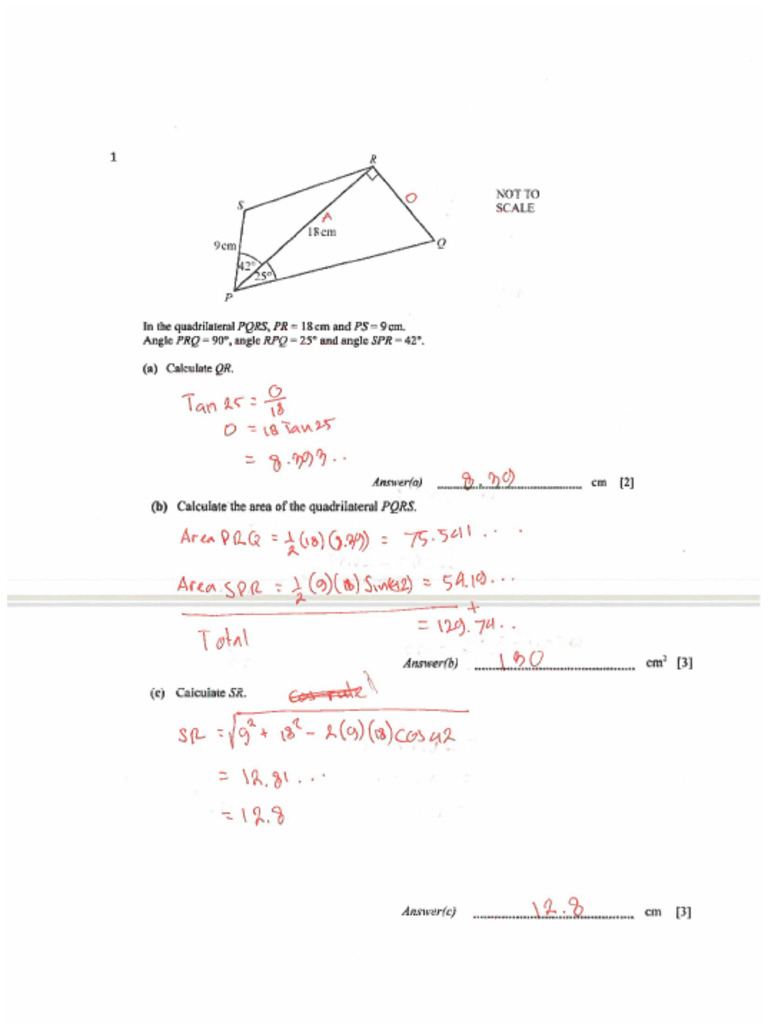 Solution For Gemotrical Igcse Math Practice Questions | PDF