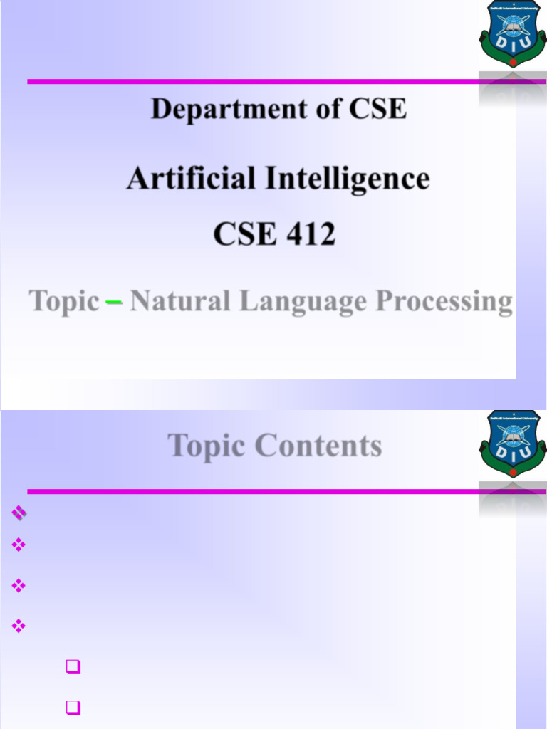 Natural Language Processing Overview | PDF | Syntax (Logic) | Language ...