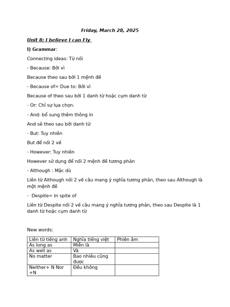Unit 8 Grammar | PDF