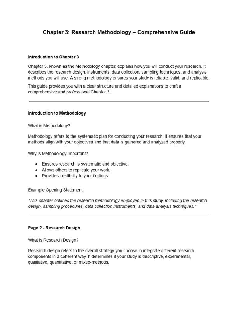 Chapter 3 - Research Methodology - Comprehensive Guide | PDF ...
