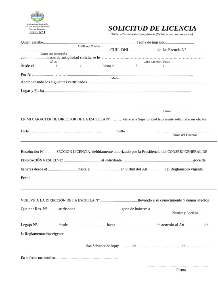 Solicitud de Licencia Escolar Formal | PDF