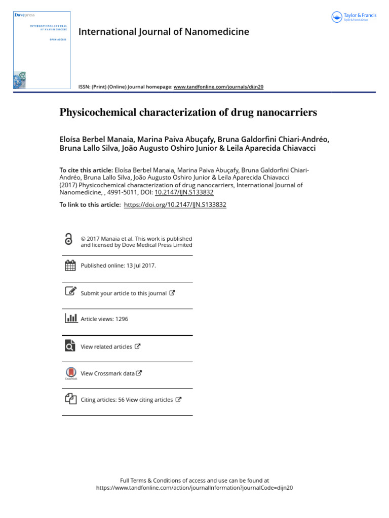 Physicochemical Characterization of Drug Nanocarriers | PDF | Scanning ...