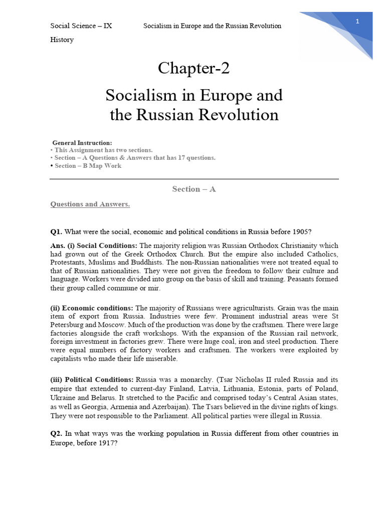 Chapter 2 Socialism And Russian Revolution Pdf Bolsheviks Russian