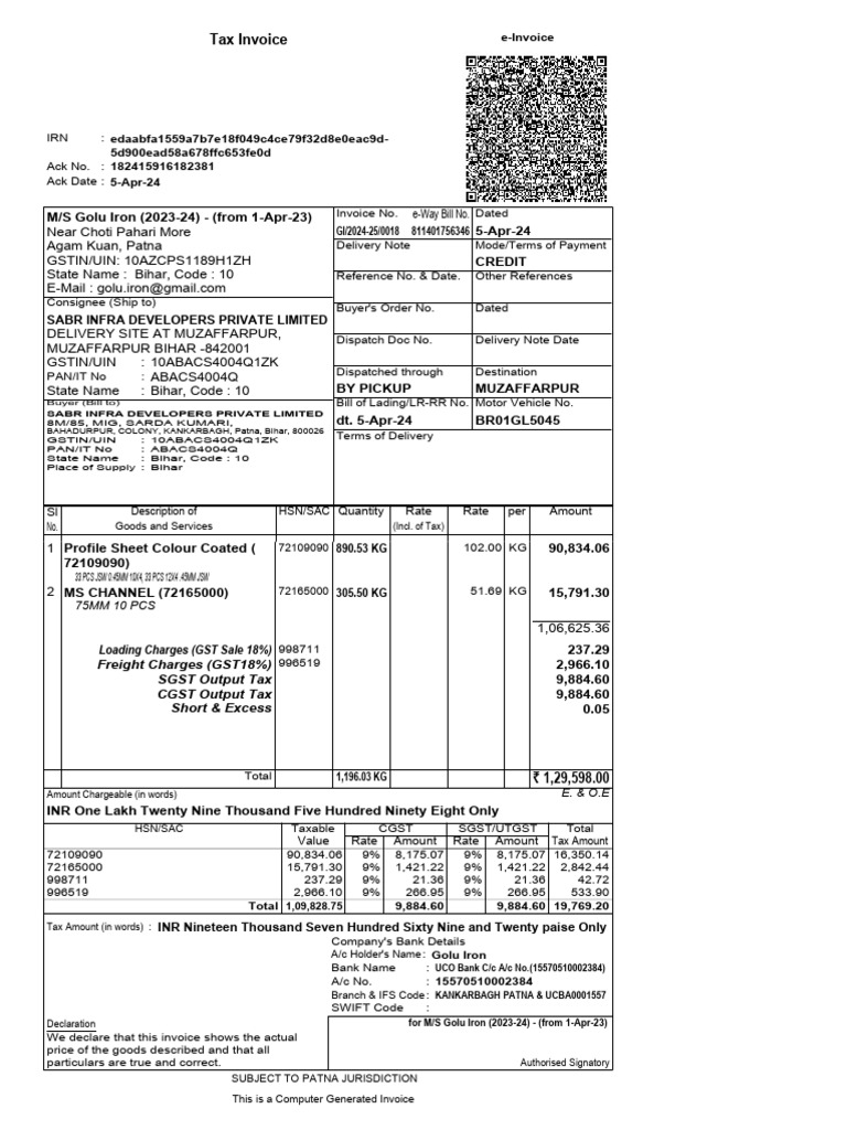 Steel Sheet | PDF | Taxes | Payments