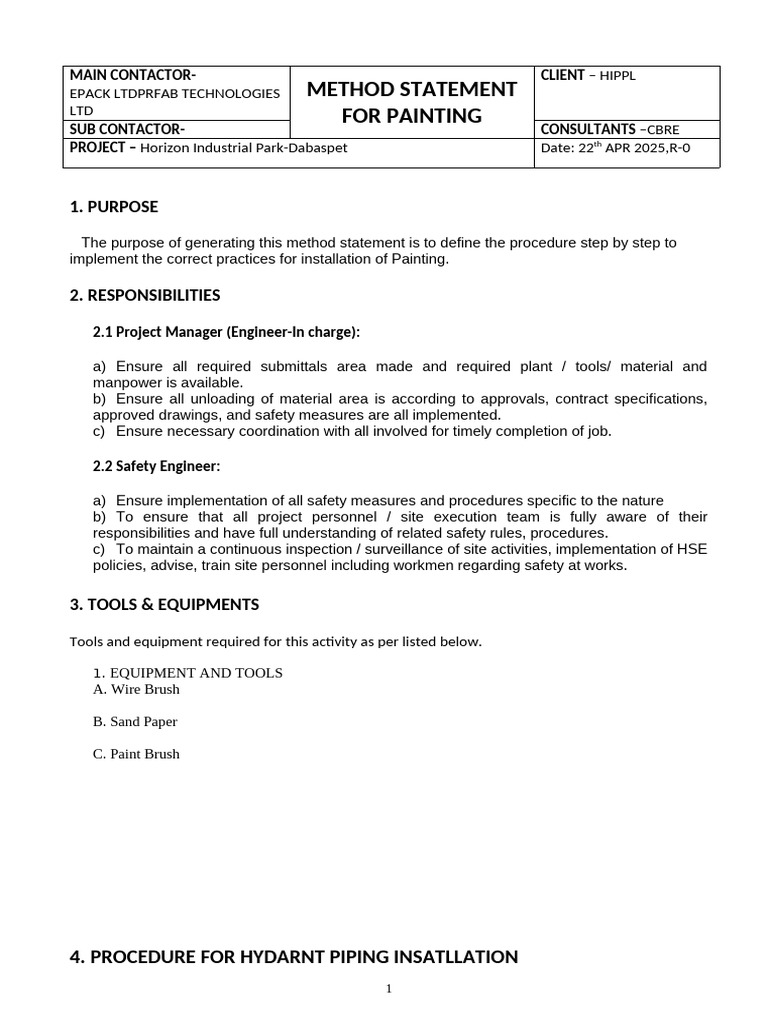 Method Statement For Painting | PDF | Paint