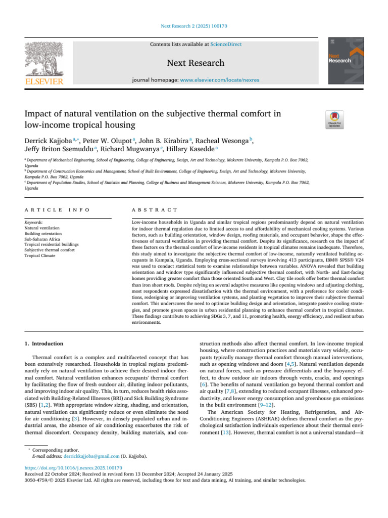 Natural Ventilation and Thermal Comfort | PDF | Ventilation ...