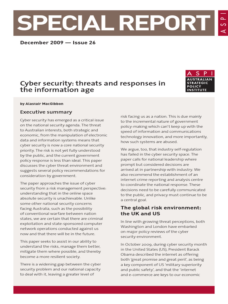 Cyber Security: National Priorities and Risks | PDF | Security ...