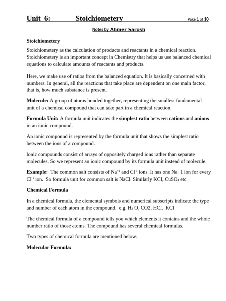 Understanding Stoichiometry Basics | PDF | Chemical Compounds | Molecules