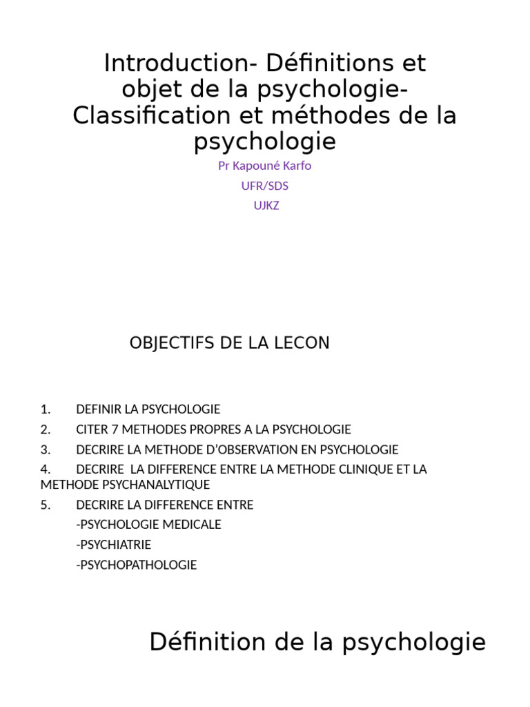 Introduction à la psychologie et ses méthodes | PDF | Psychologie | Science