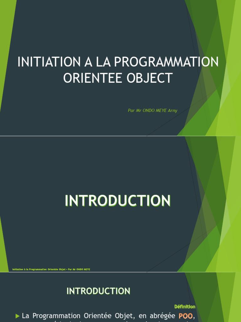 Introduction à la Programmation Orientée Objet | PDF | Classe ...