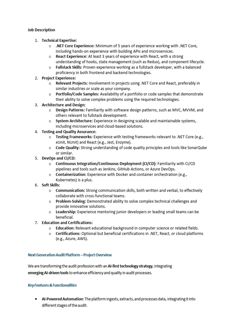 Job Description and Large NGA Project Overview-1 | PDF | Audit ...