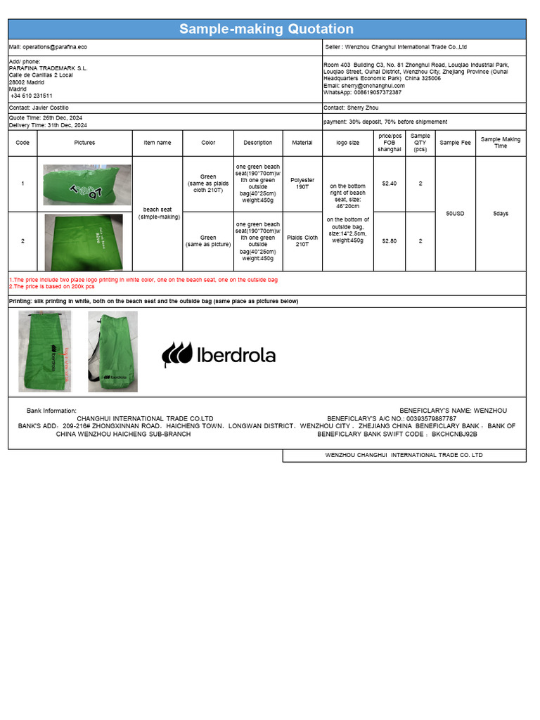 Parafina Trademark Sample Quotation | PDF - Australia Trademark Quotation Search
